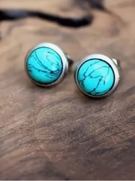 Jewelry - Sterling Silver Turquoise Stone Stud Earrings
